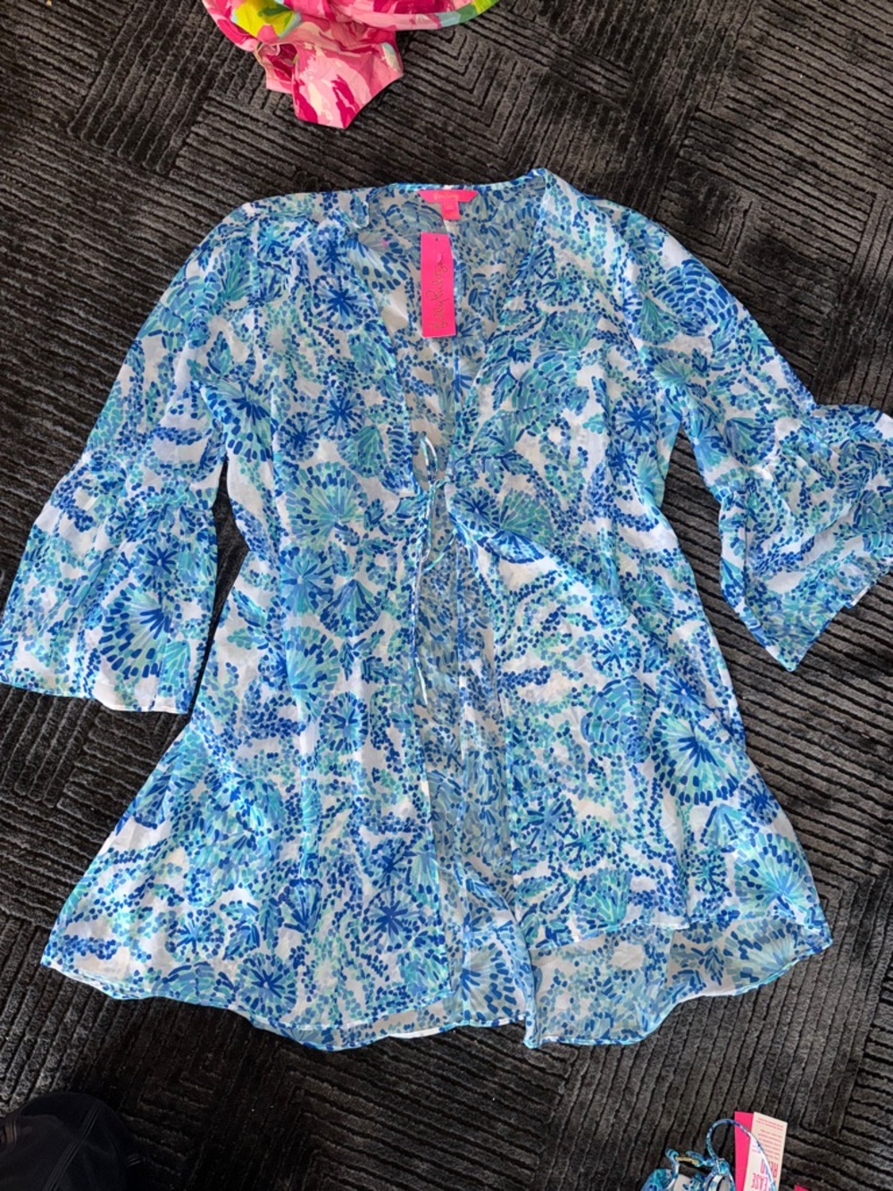 Lilly Pulitzer Turquoise and Blue Floral Coverup